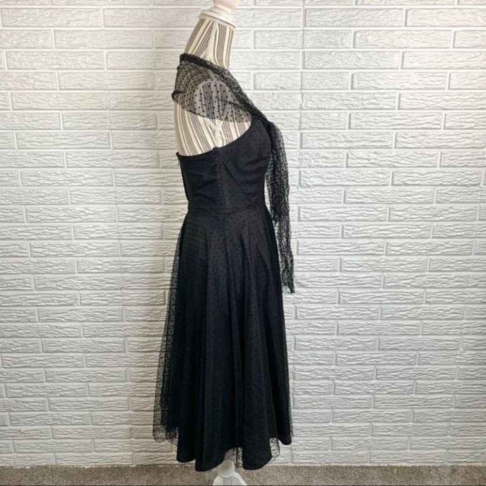 Vintage Uzanel Black Polka Dot Strapless Dress Size Medium - Picture 8 of 10
